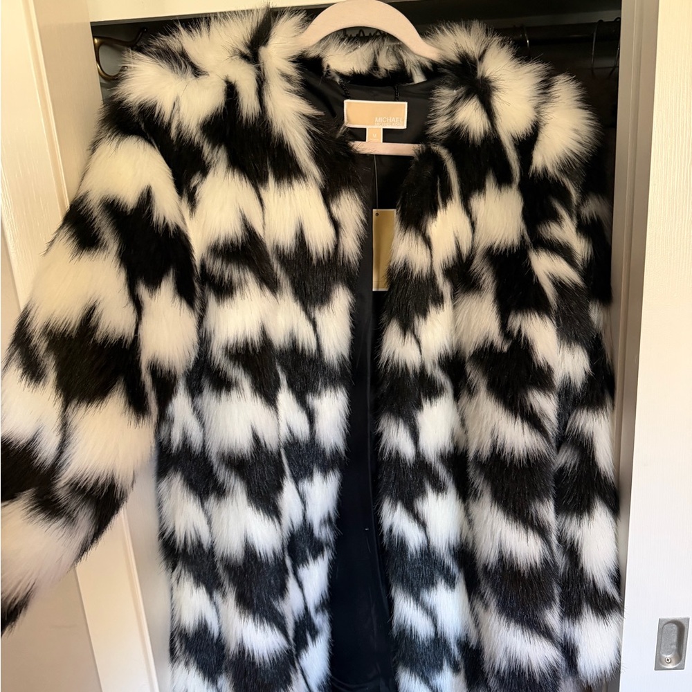 Michael Kors Black and White Teddy Jacket